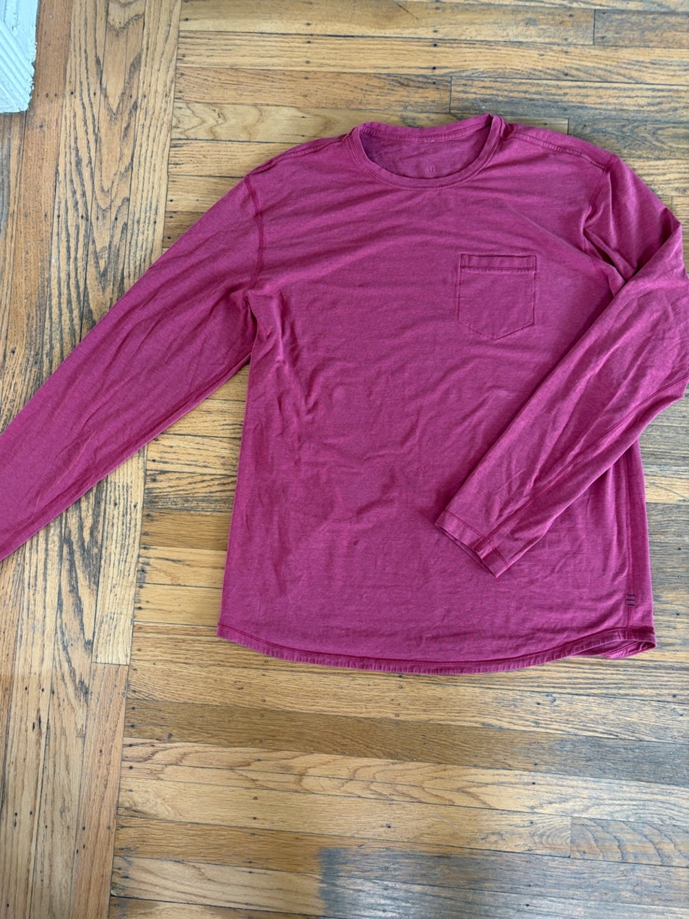Lululemon Men's Long Sleeve Pocket Tee - Burgundy - Size XL